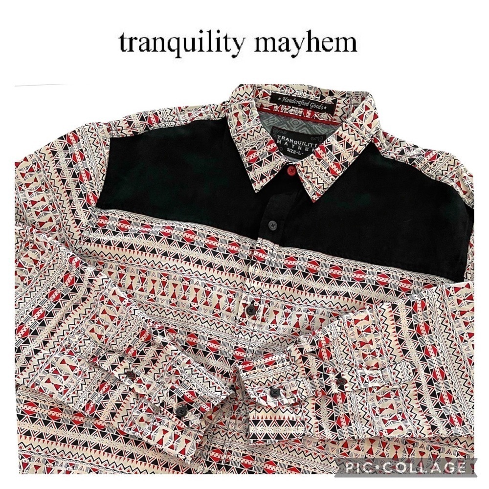 Tranquility Mayhem men western style roll up sleeves shirt